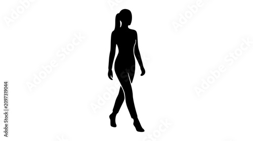 Female model one foot forward silhouette