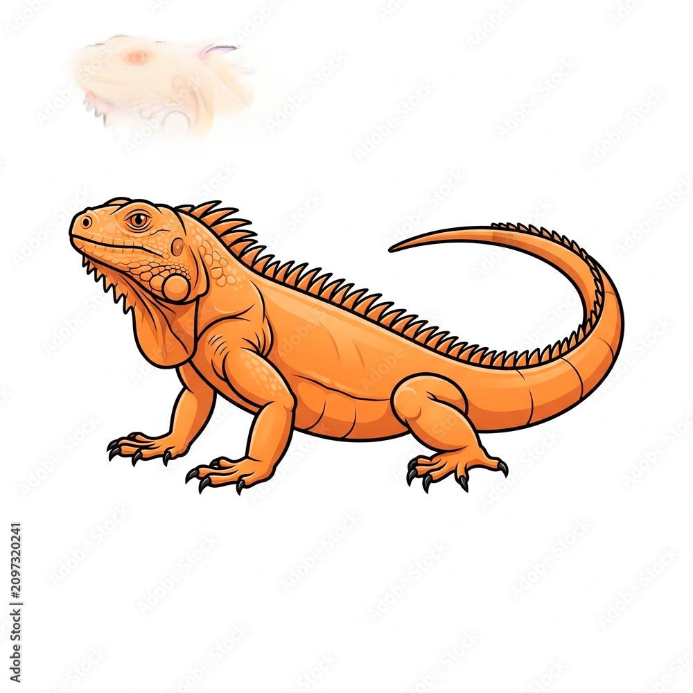 Fototapeta premium Orange iguana illustration. Vector lizard reptile art.