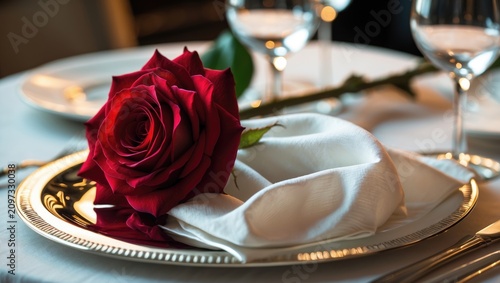 Wedding table set arrangement for a celebration.