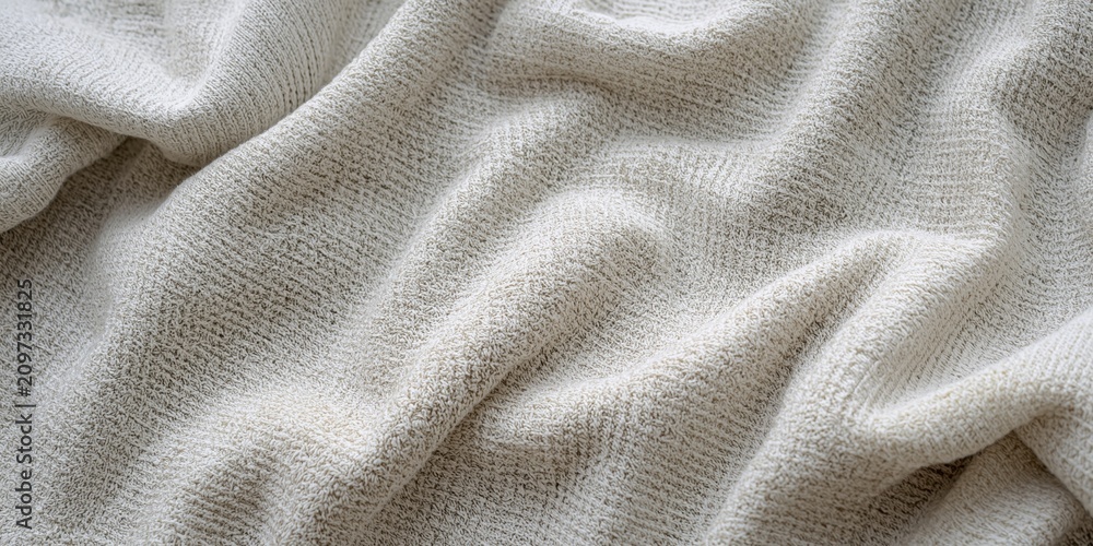 Fototapeta premium Textured White Fabric Draped Softly in Natural Light