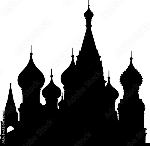Εκτύπωση καμβά Orthodox cathedral silhouette with multiple onion domes, traditional russian arc