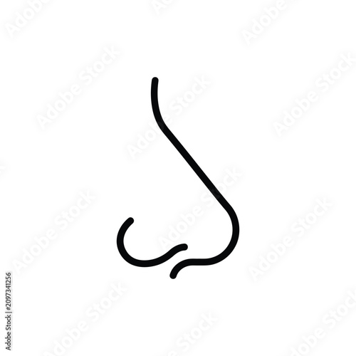 Foto Simple linear graphic of a human nose profile with respiratory physiology minima