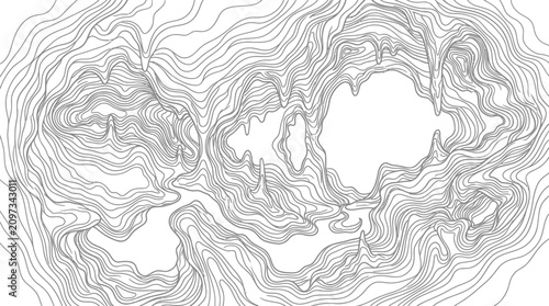 Bild auf Leinwand Abstract underground cave topographic background with minimalist geological cont