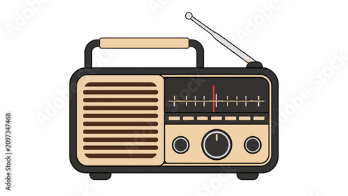 Obraz na płótnie Vintage portable radio vector illustration isolated on white