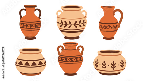 Tableau sur toile Set of decorative ancient ceramic pots and vases