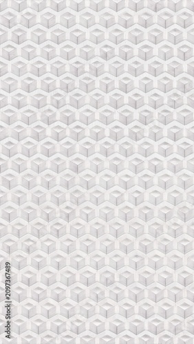 abstract geometric 3d isometric hexagon pattern on light grey background