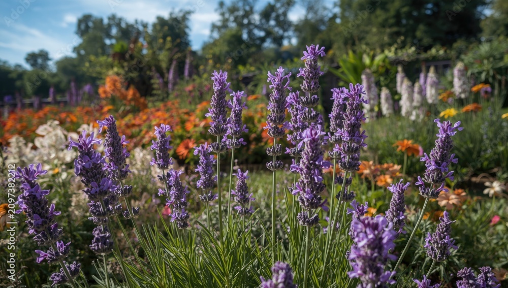 Obraz premium Lavender Flowers Blooming in a Colorful Garden during Daylight