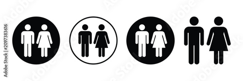 Schilderij op canvas Toilet icon vector featuring girls and boys restroom signs with bathroom, WC, and lavatory symbols for public facilities
