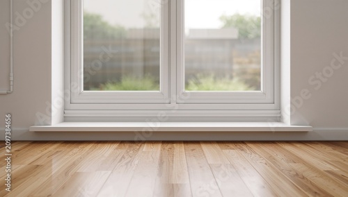 Modern Interior Window View with Natural Light and Wooden Floor