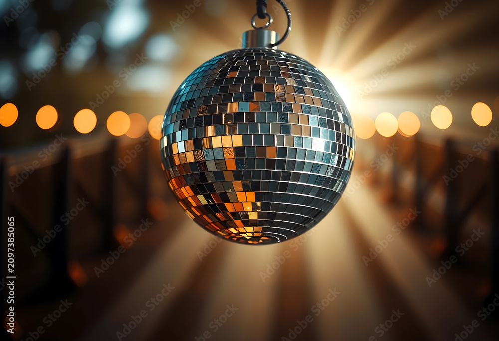 Obraz premium Close-up of disco ball with spotlight effect