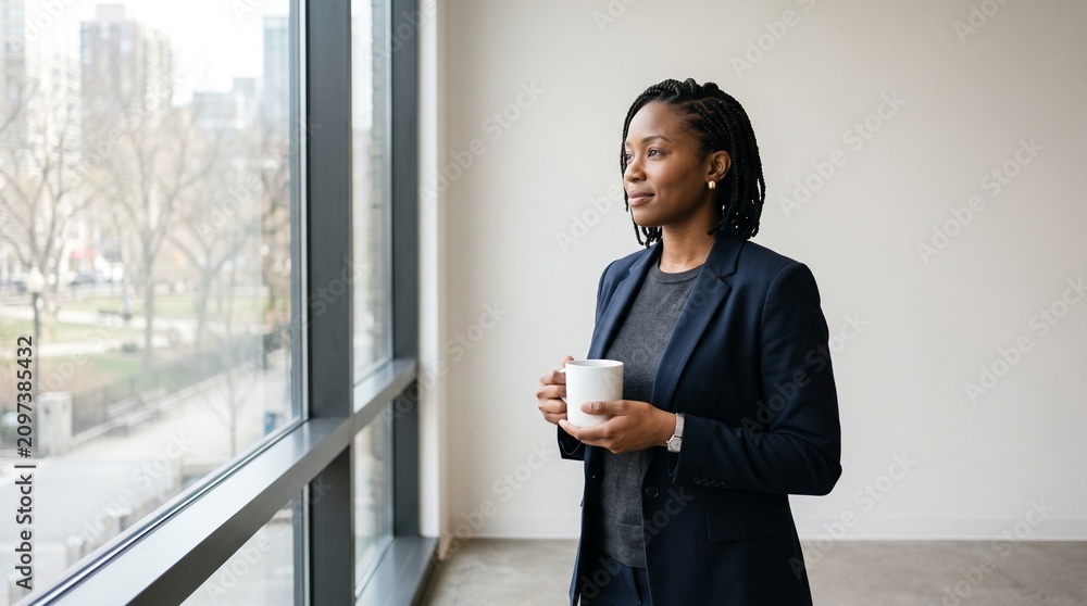 Fototapeta premium Black women Professional team lead - Coffee Break Window