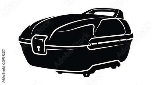 Photography Motorcycle luggage case silhouette on a white background