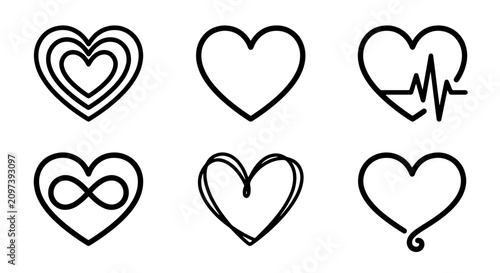 70 Diverse Heart Icons, Vector Graphics Collection: Love, Health, Infinity Symbols, Romantic Designs for Web and Print 100