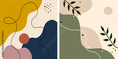 Vector set of abstract creative backgrounds in minimal trendy style 