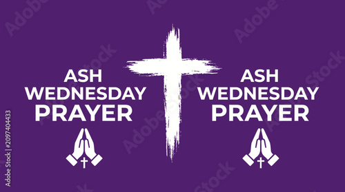 Konstfotografi Ash Wednesday Prayer Purple Vector Banner Design