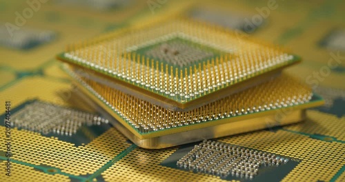 Central processing units with golden pins and contacts for a personal computer
