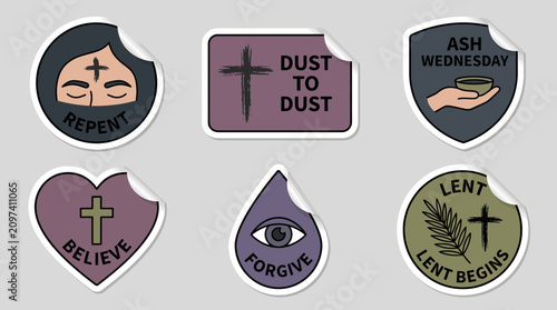 Photography Ash Wednesday Repentance Forehead Vector Sticker Pack
