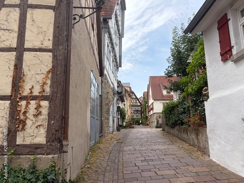 Historic German homes along a narrow residential street