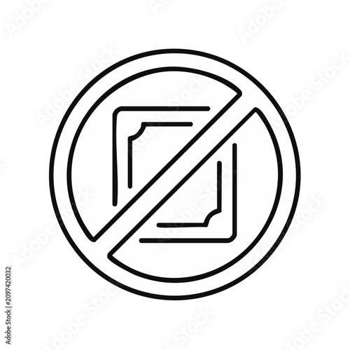 Prohibition sign with corner graphic symbol simple line art