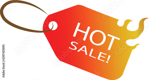 Hot sale tag icon with flame design and red orange gradient background
