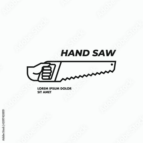 Canvastavla Hand holding a handsaw minimal line art outline logo design