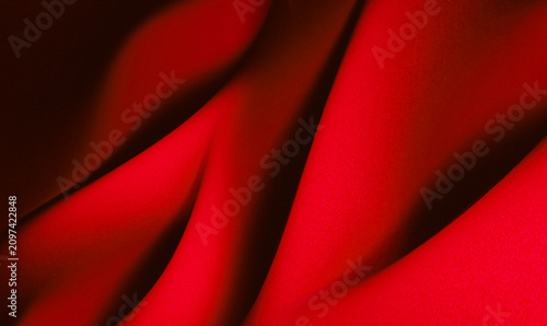 Tableau sur toile abstract red background with elegant satin fabric folds touches of carmine and c
