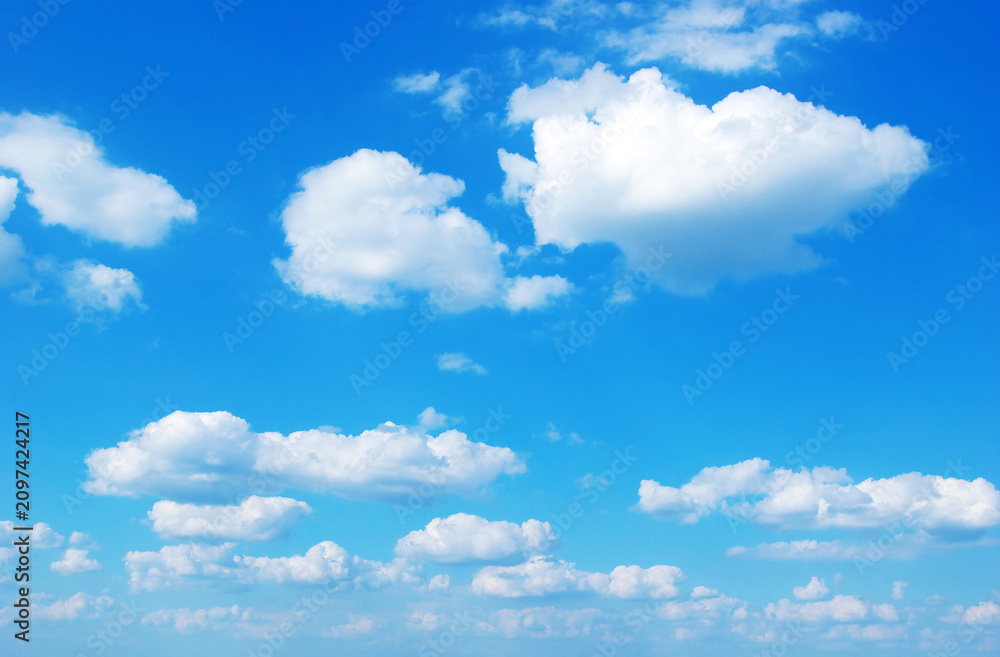 Photography blue sky background with tiny clouds