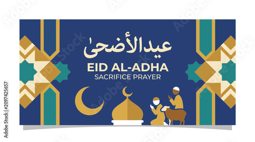 Schilderij op canvas Eid al-Adha Sacrifice Prayer Vector Banner Design