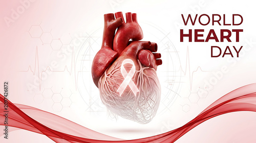 Anatomical human heart illustration for world heart day