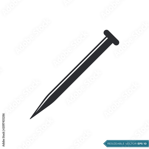 Simple Metal Nail Icon Vector Template Illustration Design