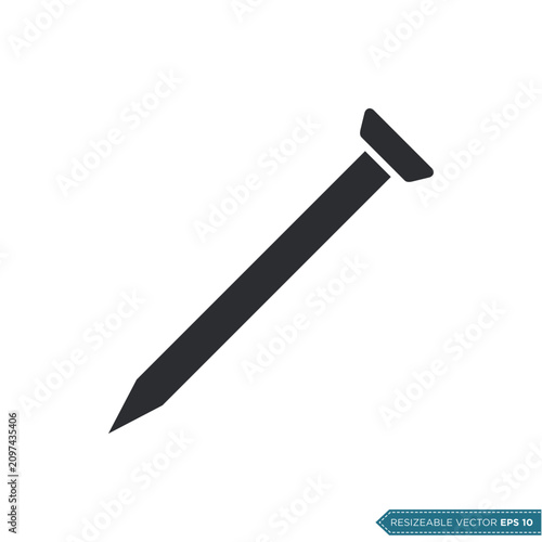 Simple Metal Nail Icon Vector Template Illustration Design
