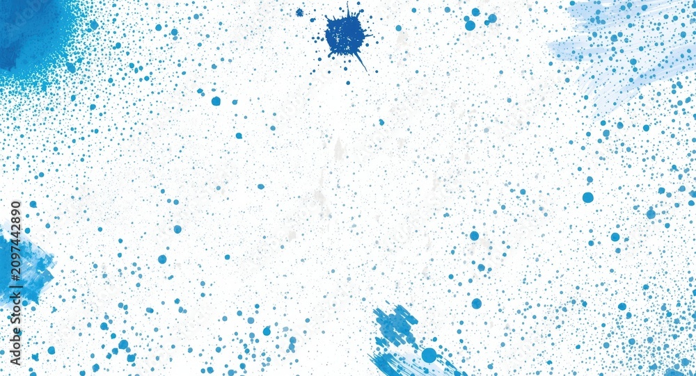Obraz premium Blue Paint Splatters on White Background with Textured Patterns