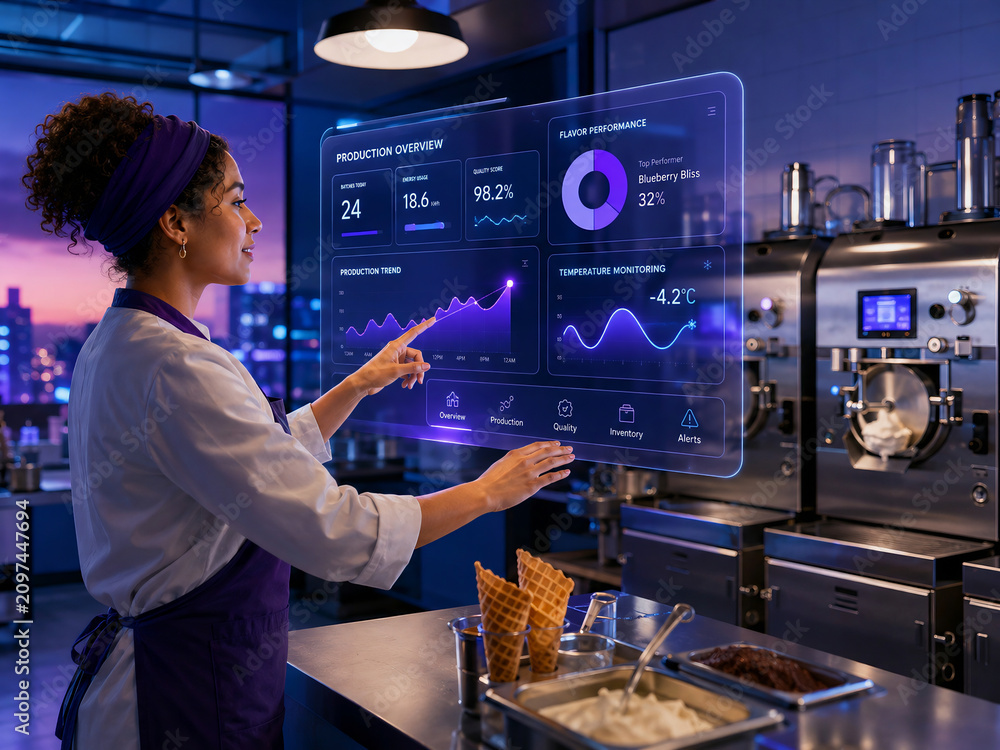 Ice cream maker using digital dashboard for production monitoring