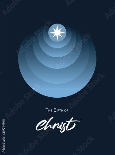 The Star of Bethlehem radiating circles of light in the night. Concept of the Birth of Jesus Christ.