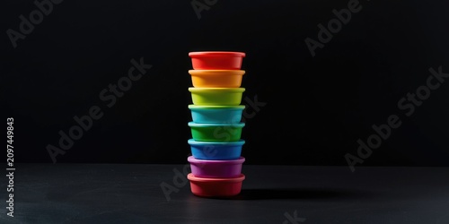 Stack of colorful plastic b...