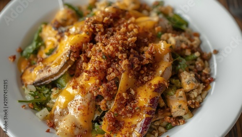 Bowl of grains topped with ...