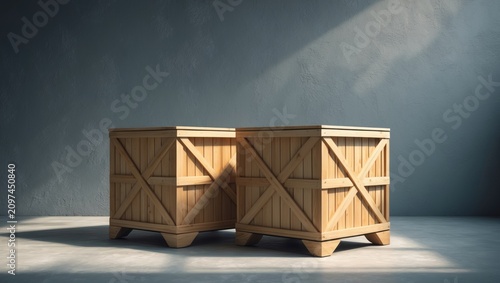 Wooden crates placed on the...