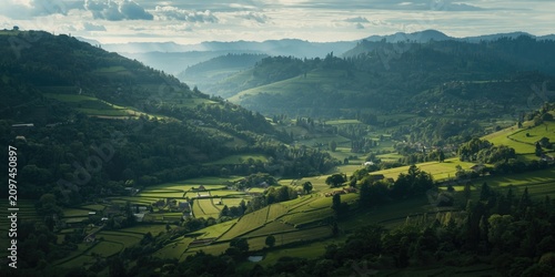 Lush Green Valley Landscape...