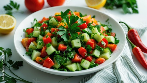 Vegetable salad served in a...