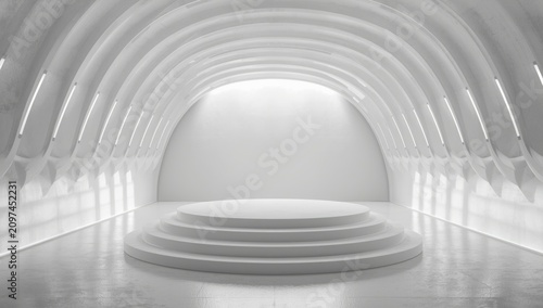 Modern white curved stage i...