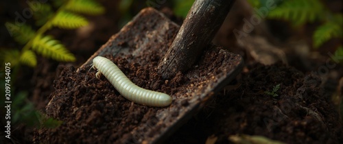 White Larva on a Garden Spa...