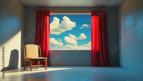 Surreal room featuring a ch...