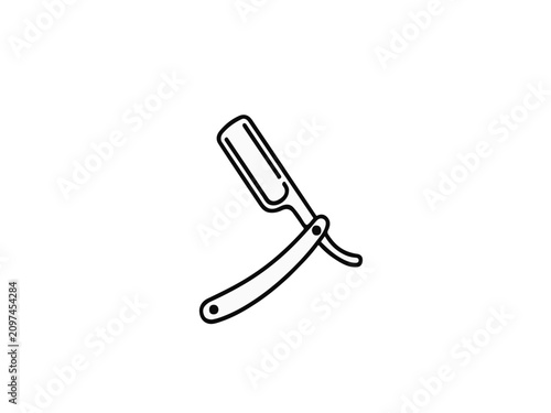 Minimalist Outline Icon of a Professional Straight Razor for Barbershop Grooming and Men's Shaving