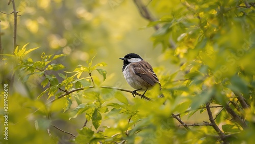 Bird Perched on a Branch Su...