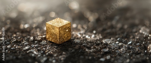 Golden Cube on Textured Sur...