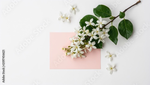 White Flower Branch with Gr...