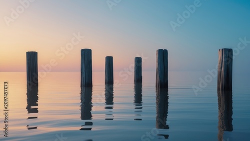 The lake lies peacefully in...