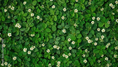 Dense Green Foliage with Wh...