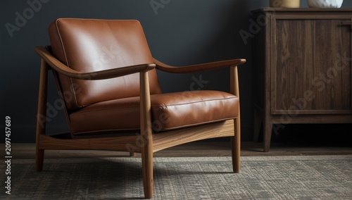 Modern Brown Leather Armcha...