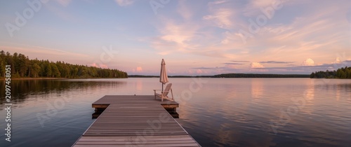 Serene Lakeside Dock with a...